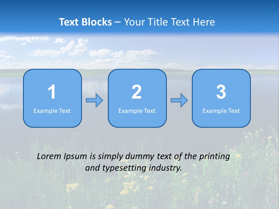 A Lake With Grass And Blue Sky In The Background PowerPoint Template