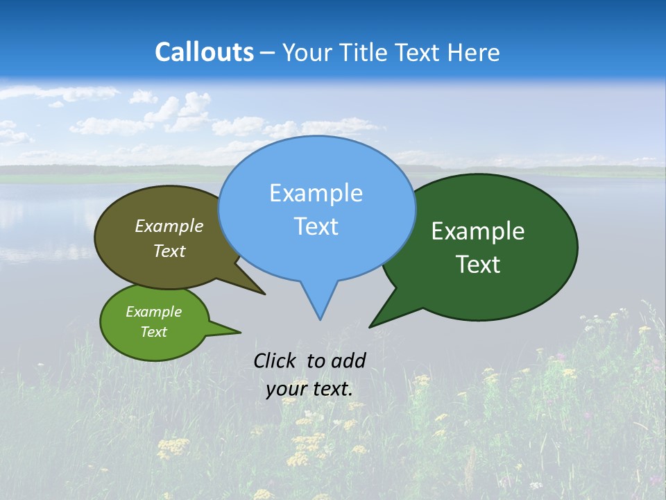 A Lake With Grass And Blue Sky In The Background PowerPoint Template