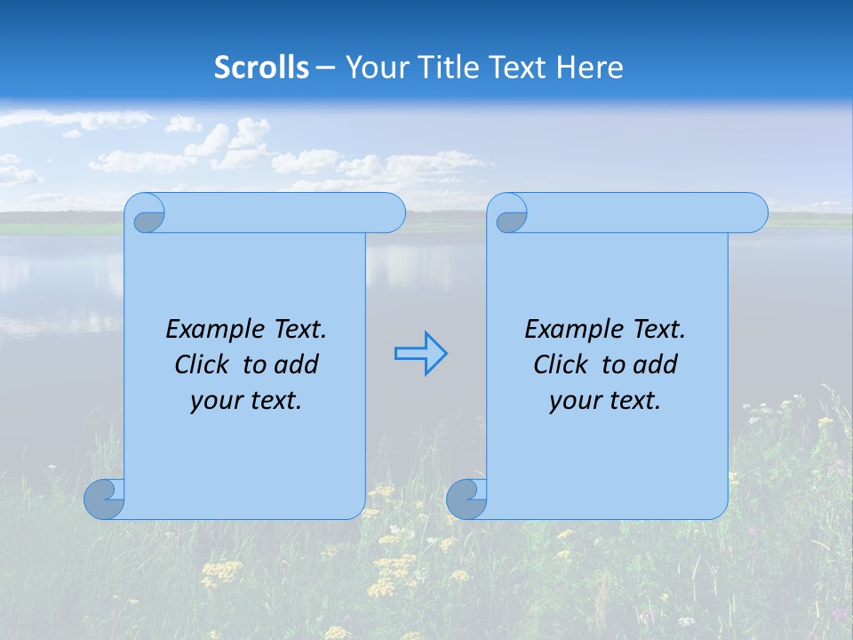 A Lake With Grass And Blue Sky In The Background PowerPoint Template