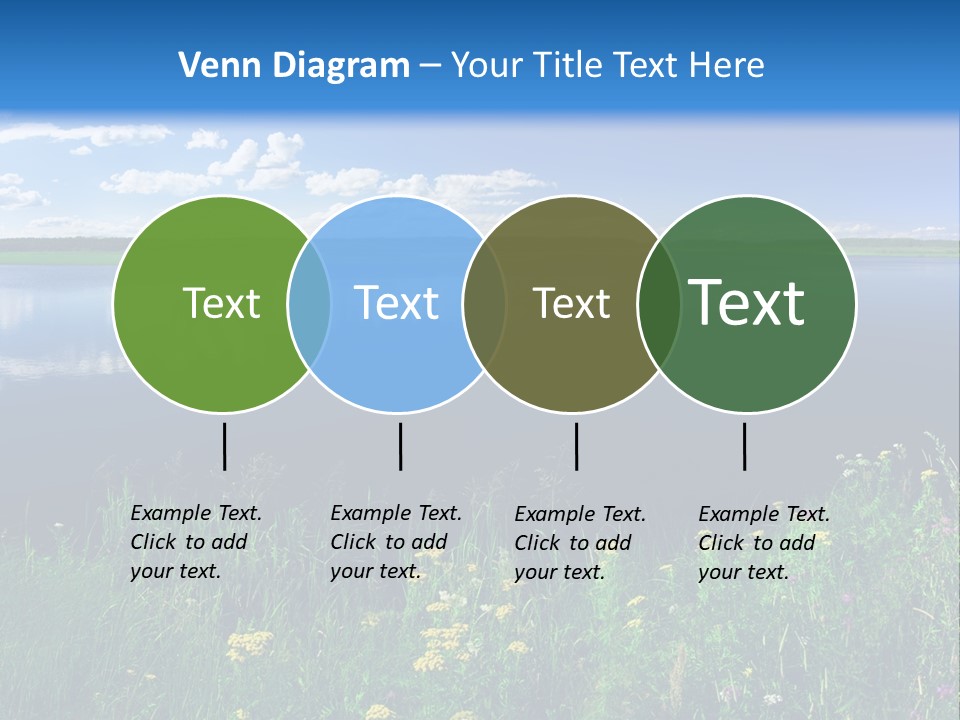 A Lake With Grass And Blue Sky In The Background PowerPoint Template