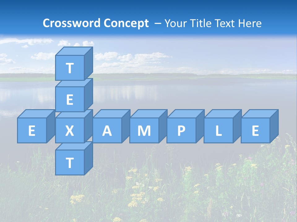 A Lake With Grass And Blue Sky In The Background PowerPoint Template