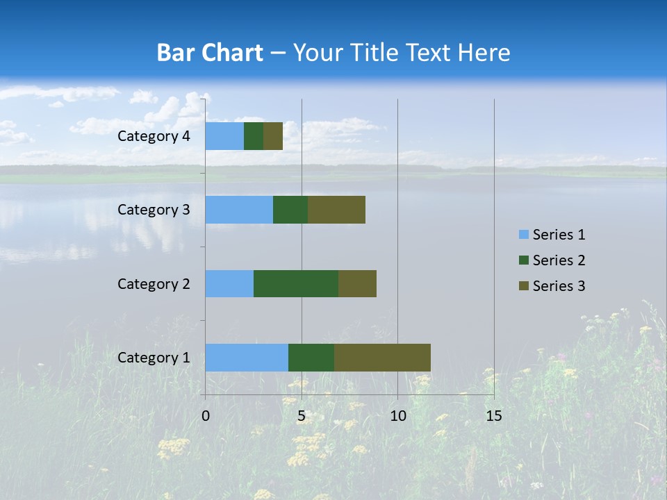 A Lake With Grass And Blue Sky In The Background PowerPoint Template
