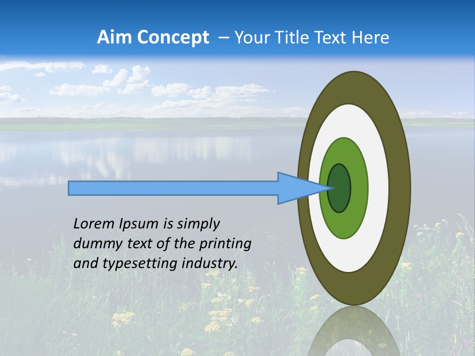 A Lake With Grass And Blue Sky In The Background PowerPoint Template