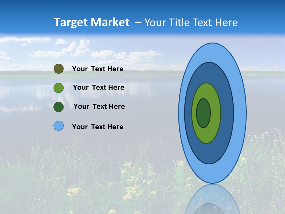 A Lake With Grass And Blue Sky In The Background PowerPoint Template