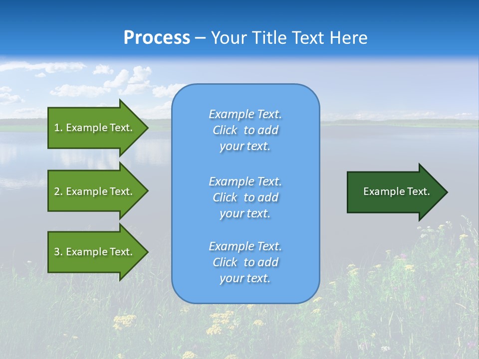 A Lake With Grass And Blue Sky In The Background PowerPoint Template