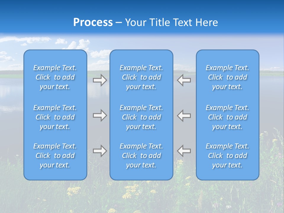 A Lake With Grass And Blue Sky In The Background PowerPoint Template