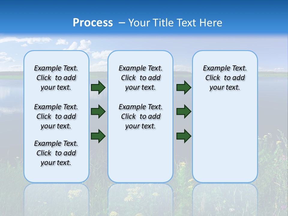 A Lake With Grass And Blue Sky In The Background PowerPoint Template