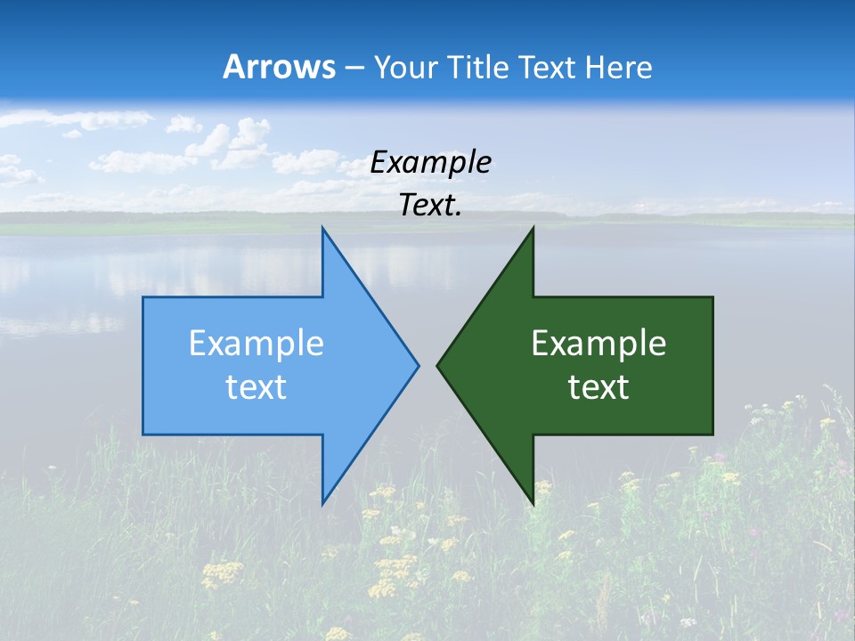 A Lake With Grass And Blue Sky In The Background PowerPoint Template