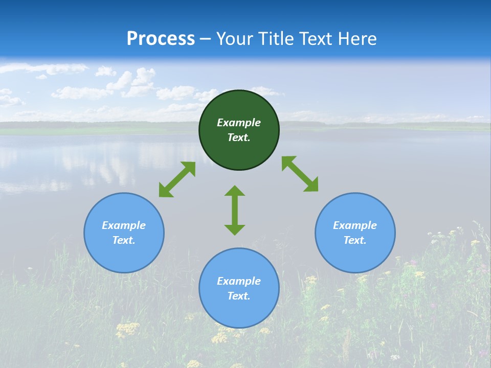 A Lake With Grass And Blue Sky In The Background PowerPoint Template