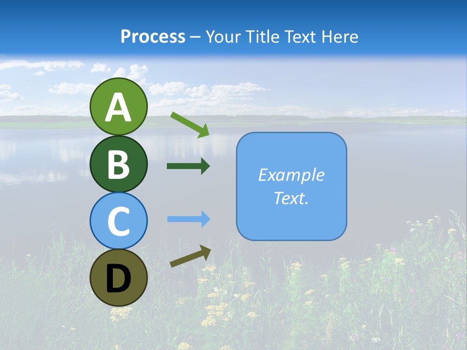 A Lake With Grass And Blue Sky In The Background PowerPoint Template