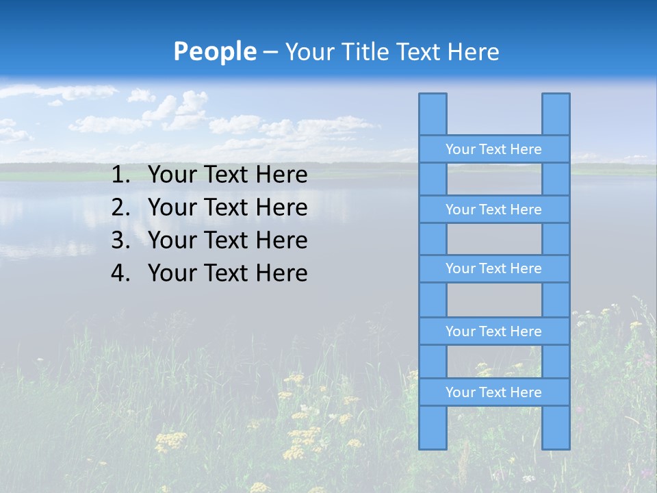 A Lake With Grass And Blue Sky In The Background PowerPoint Template