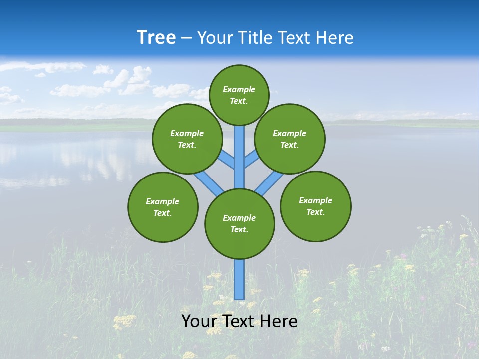 A Lake With Grass And Blue Sky In The Background PowerPoint Template