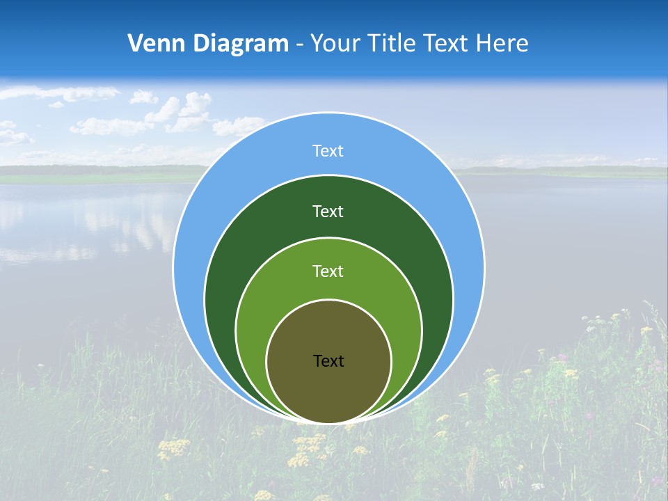 A Lake With Grass And Blue Sky In The Background PowerPoint Template