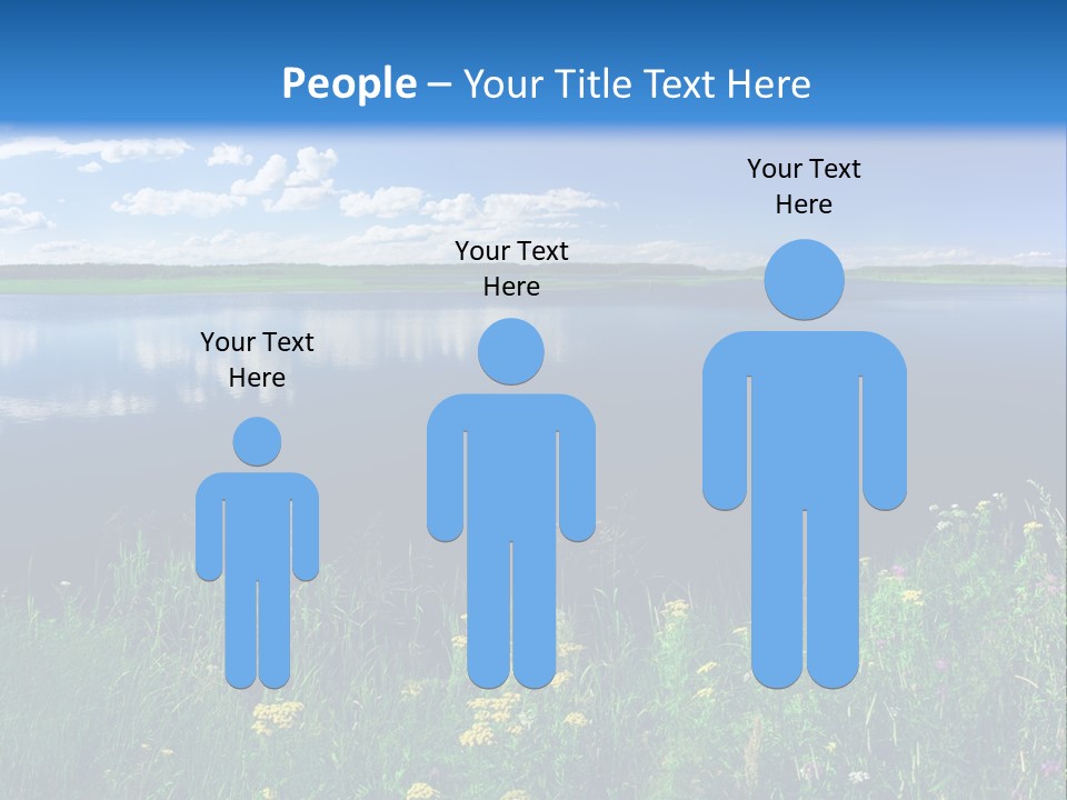 A Lake With Grass And Blue Sky In The Background PowerPoint Template