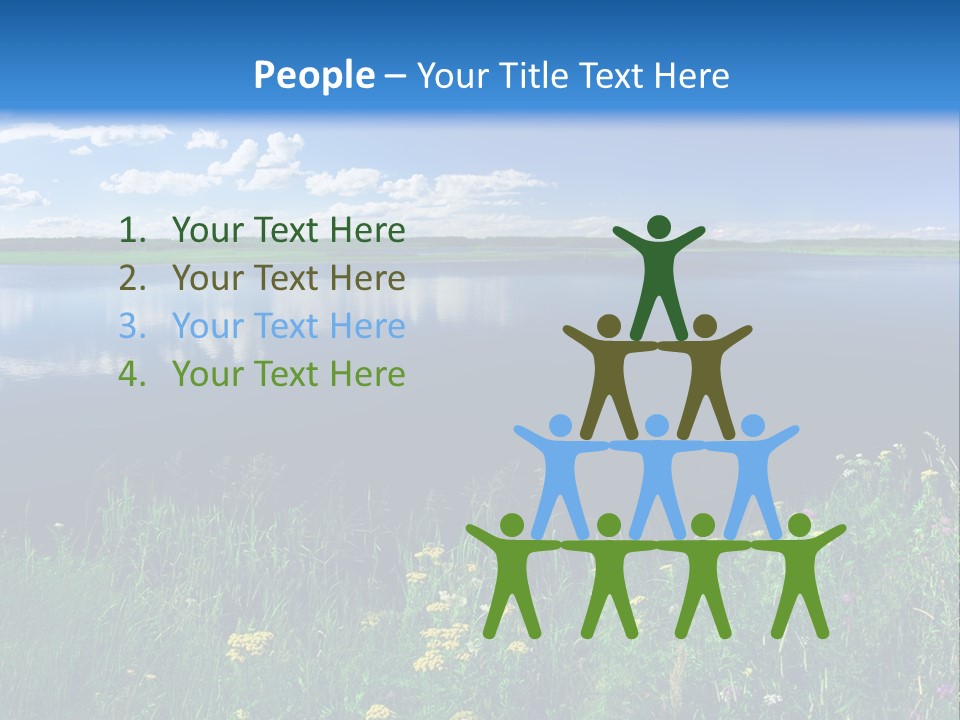 A Lake With Grass And Blue Sky In The Background PowerPoint Template