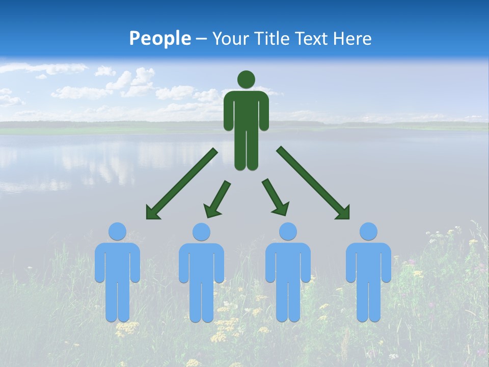 A Lake With Grass And Blue Sky In The Background PowerPoint Template