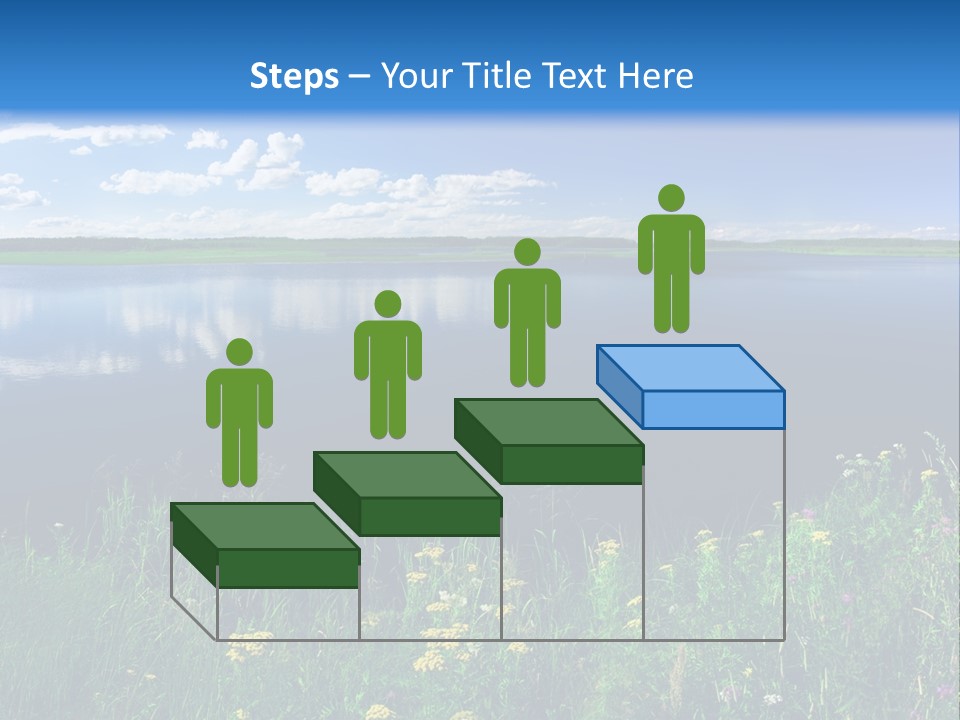 A Lake With Grass And Blue Sky In The Background PowerPoint Template