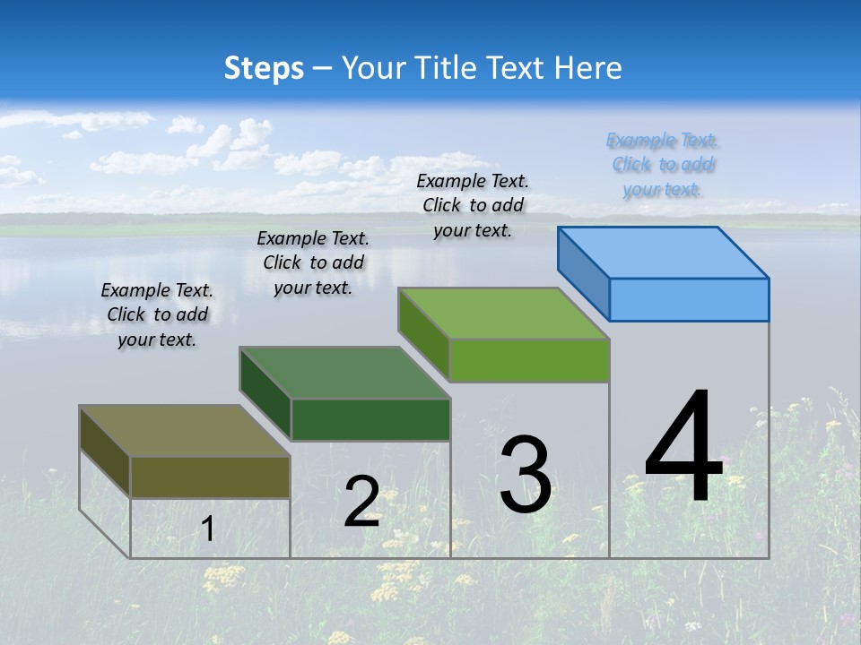 A Lake With Grass And Blue Sky In The Background PowerPoint Template