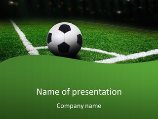 A Soccer Ball On A Soccer Field Powerpoint Template PowerPoint Template