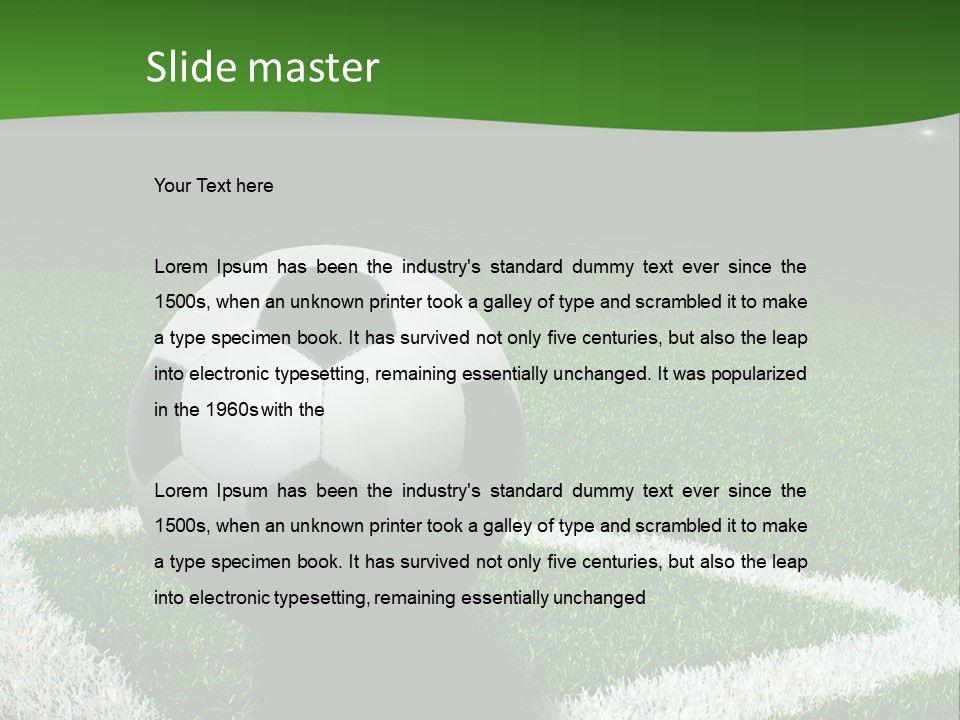 A Soccer Ball On A Soccer Field Powerpoint Template PowerPoint Template
