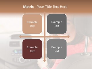 A Woman Driving A Car With A Cell Phone In Her Hand PowerPoint Template