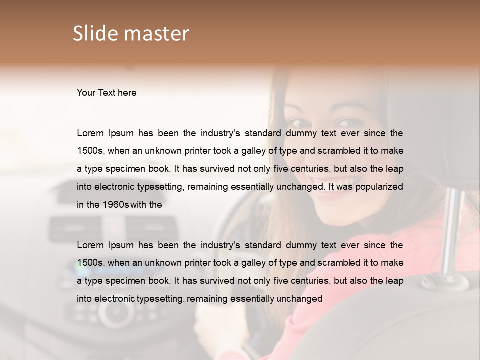 A Woman Driving A Car With A Cell Phone In Her Hand PowerPoint Template