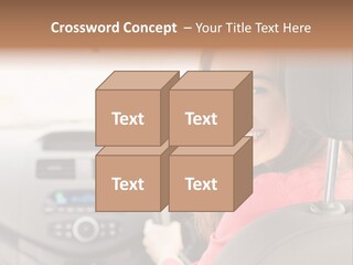 A Woman Driving A Car With A Cell Phone In Her Hand PowerPoint Template
