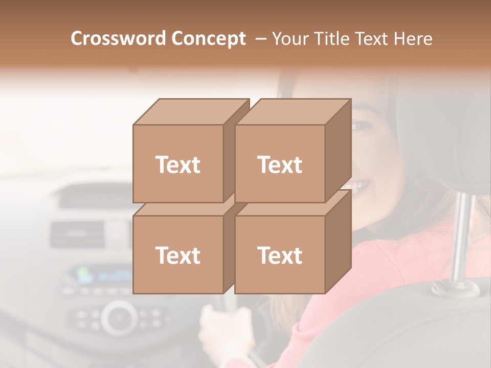 A Woman Driving A Car With A Cell Phone In Her Hand PowerPoint Template
