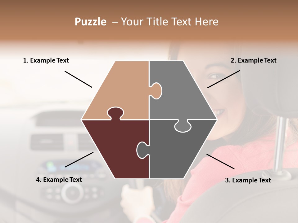 A Woman Driving A Car With A Cell Phone In Her Hand PowerPoint Template