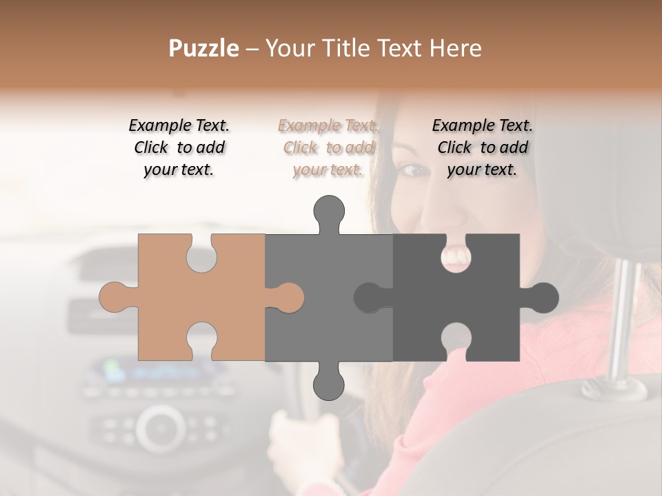 A Woman Driving A Car With A Cell Phone In Her Hand PowerPoint Template