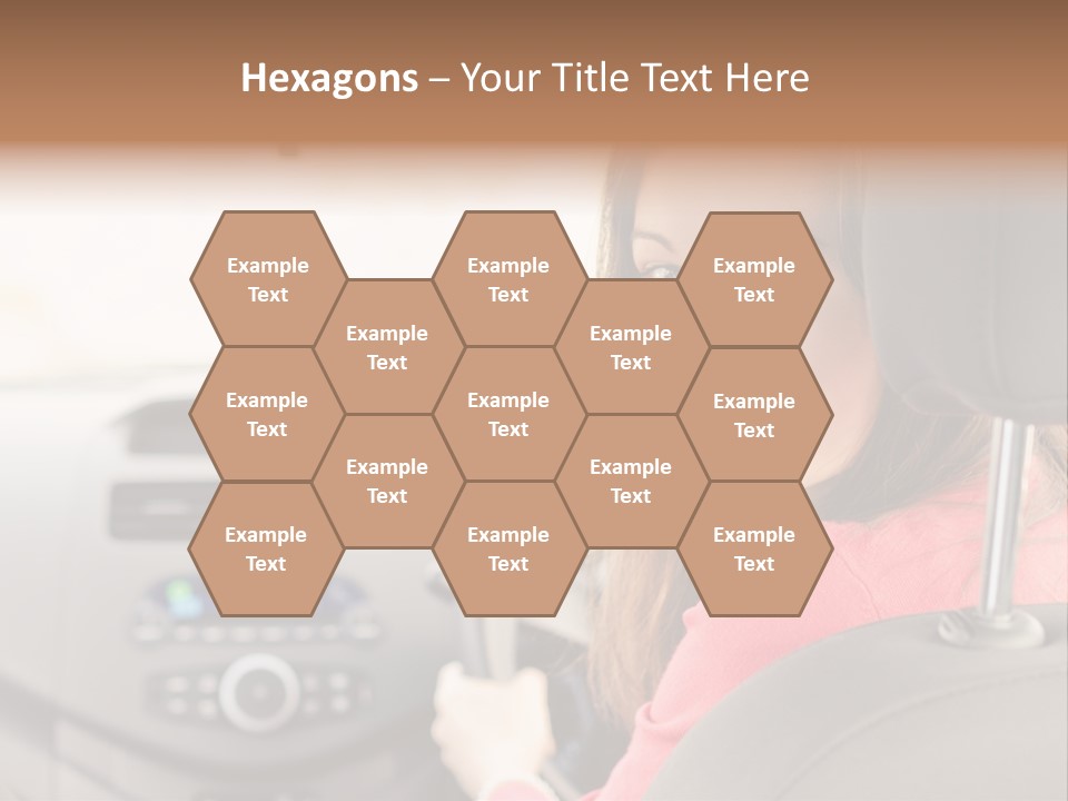 A Woman Driving A Car With A Cell Phone In Her Hand PowerPoint Template