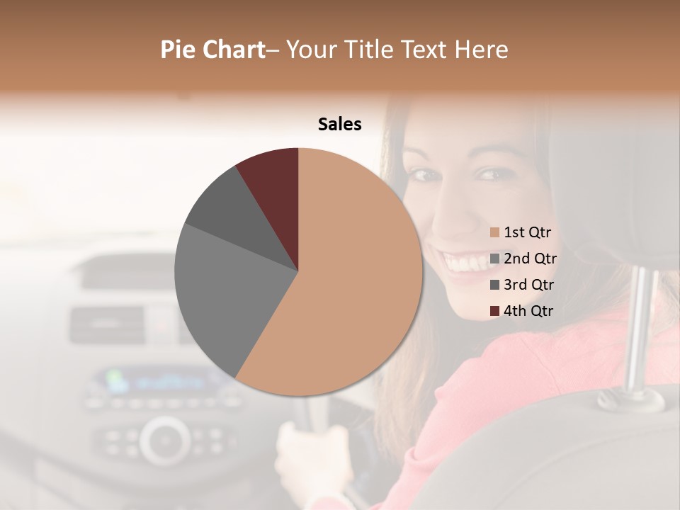 A Woman Driving A Car With A Cell Phone In Her Hand PowerPoint Template