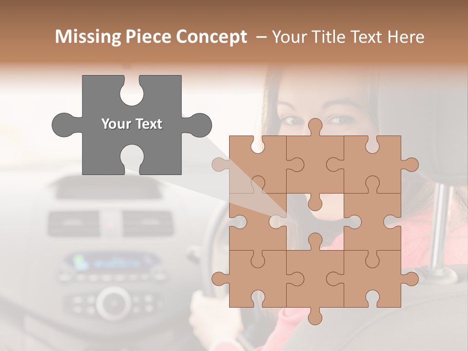 A Woman Driving A Car With A Cell Phone In Her Hand PowerPoint Template