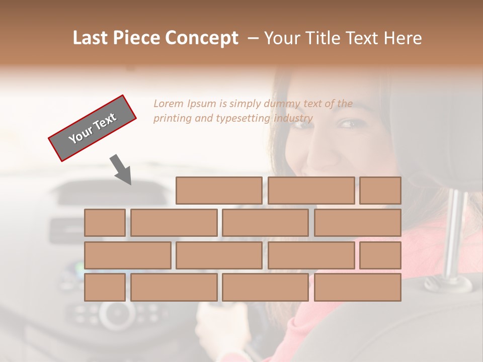 A Woman Driving A Car With A Cell Phone In Her Hand PowerPoint Template