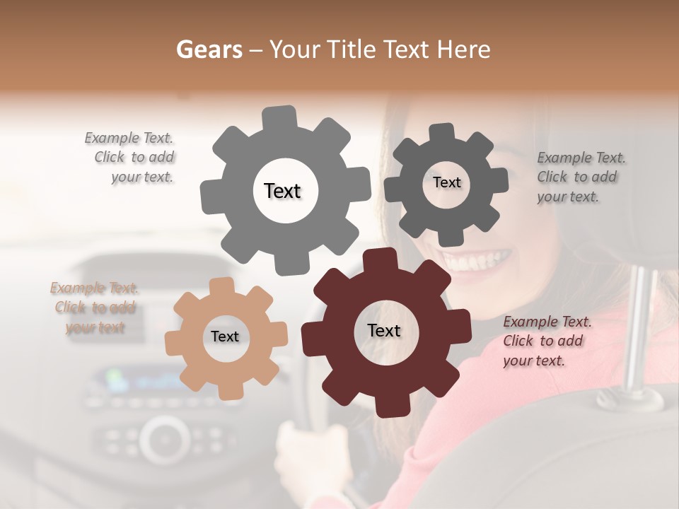A Woman Driving A Car With A Cell Phone In Her Hand PowerPoint Template