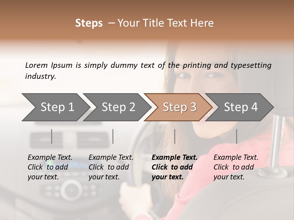 A Woman Driving A Car With A Cell Phone In Her Hand PowerPoint Template