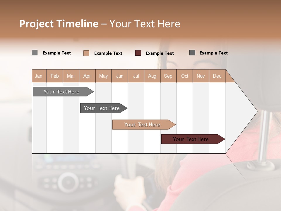 A Woman Driving A Car With A Cell Phone In Her Hand PowerPoint Template