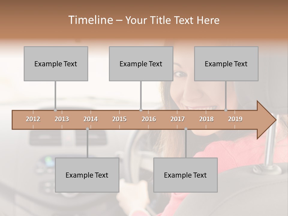 A Woman Driving A Car With A Cell Phone In Her Hand PowerPoint Template