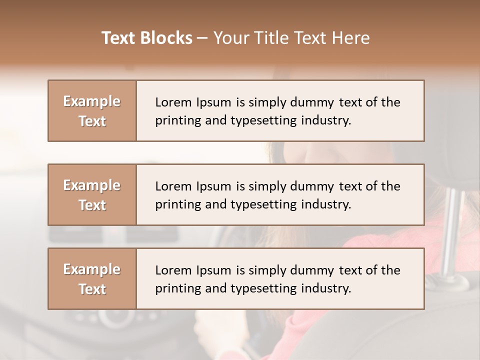 A Woman Driving A Car With A Cell Phone In Her Hand PowerPoint Template