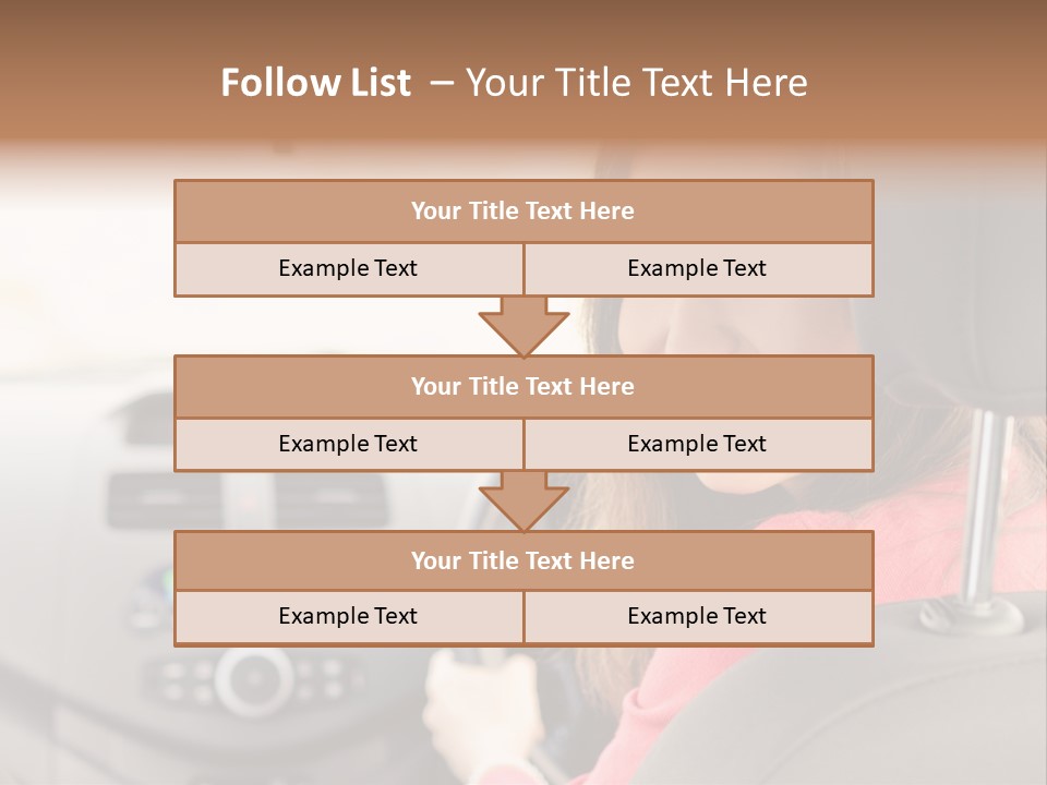 A Woman Driving A Car With A Cell Phone In Her Hand PowerPoint Template