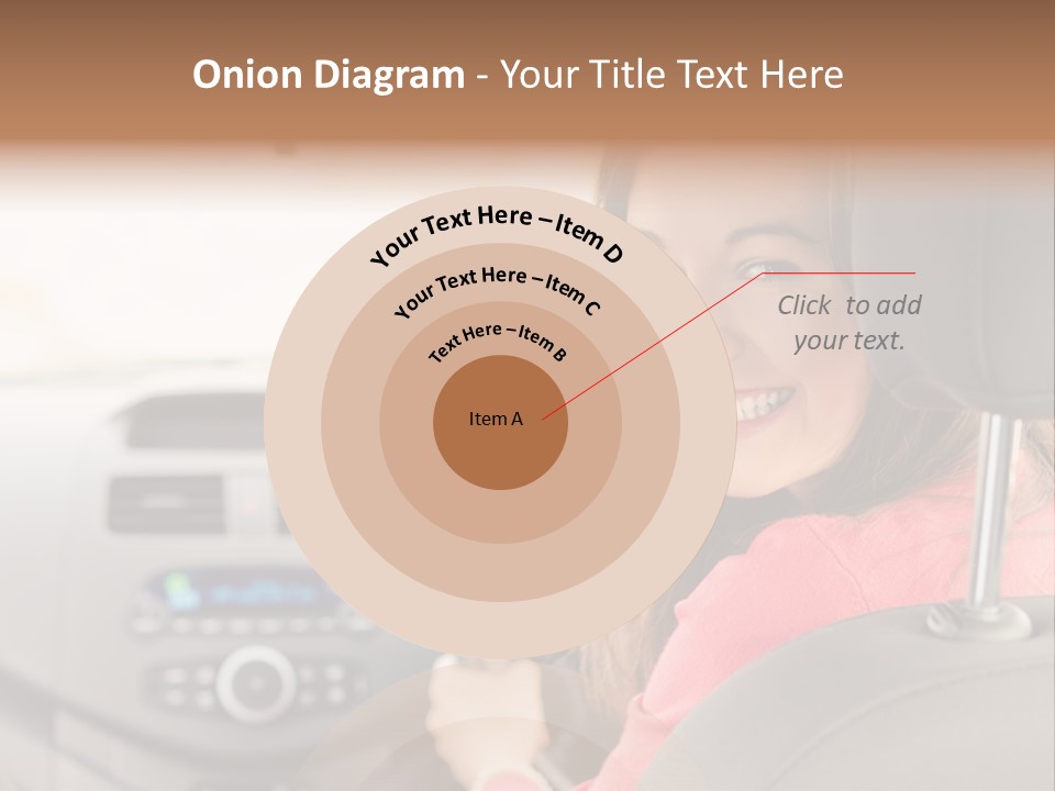 A Woman Driving A Car With A Cell Phone In Her Hand PowerPoint Template