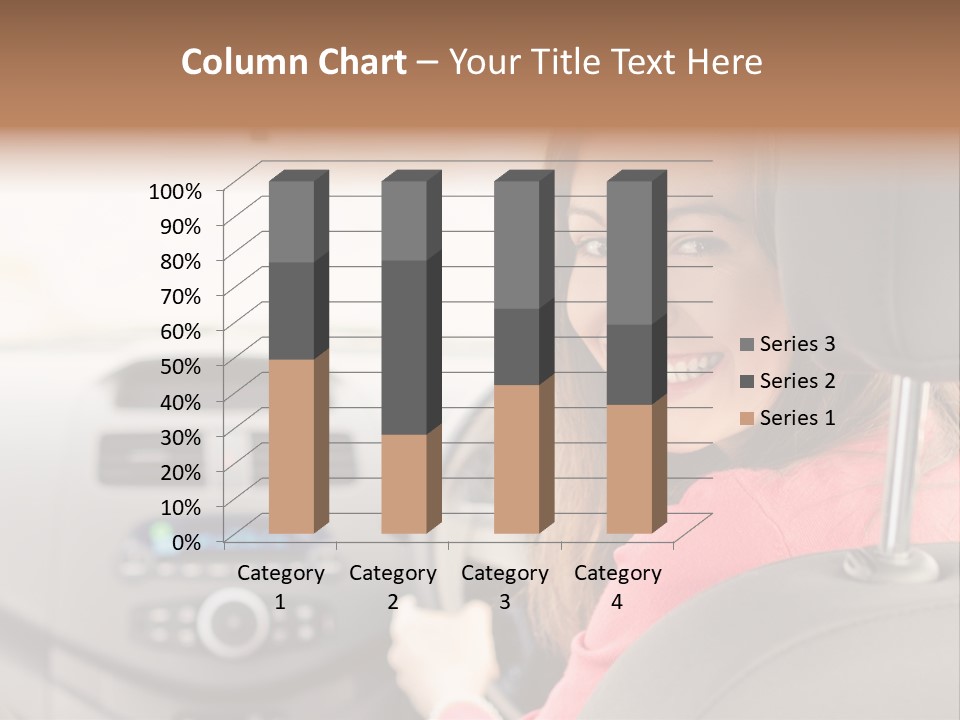 A Woman Driving A Car With A Cell Phone In Her Hand PowerPoint Template