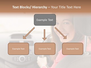A Woman Driving A Car With A Cell Phone In Her Hand PowerPoint Template