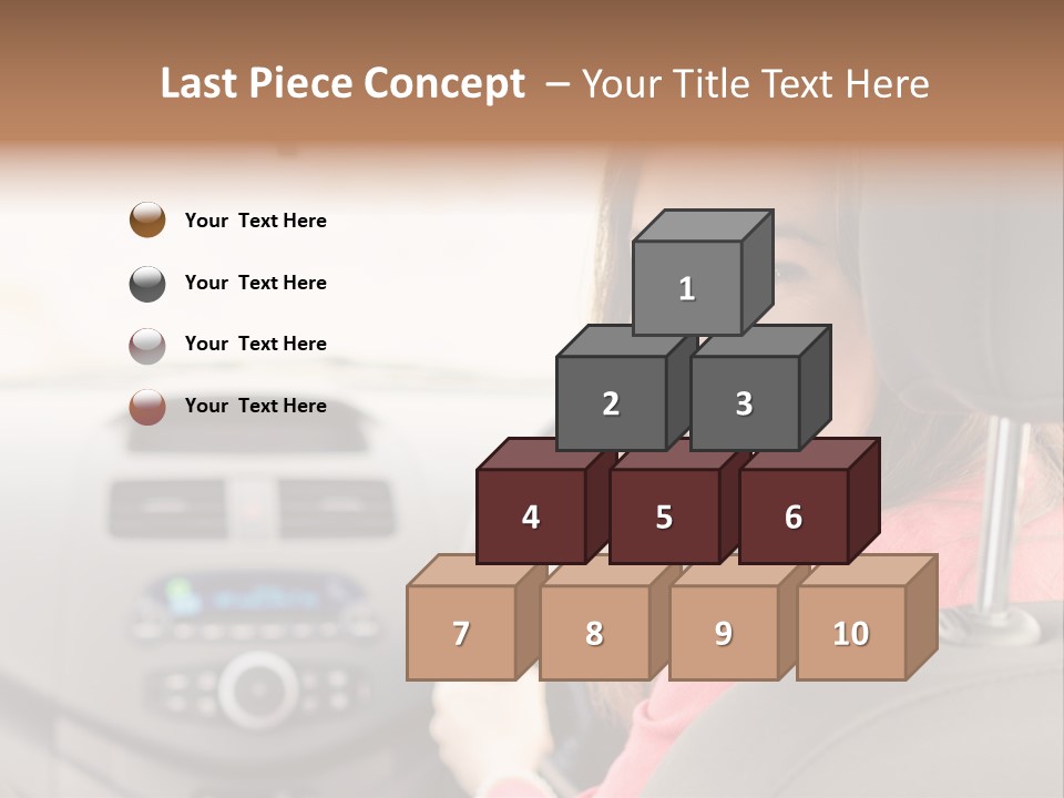 A Woman Driving A Car With A Cell Phone In Her Hand PowerPoint Template