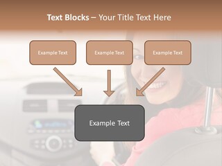 A Woman Driving A Car With A Cell Phone In Her Hand PowerPoint Template