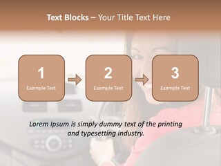 A Woman Driving A Car With A Cell Phone In Her Hand PowerPoint Template