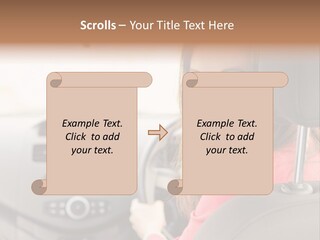 A Woman Driving A Car With A Cell Phone In Her Hand PowerPoint Template