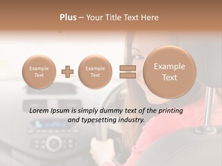 A Woman Driving A Car With A Cell Phone In Her Hand PowerPoint Template