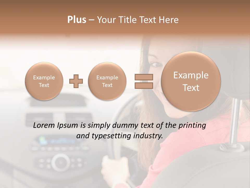 A Woman Driving A Car With A Cell Phone In Her Hand PowerPoint Template