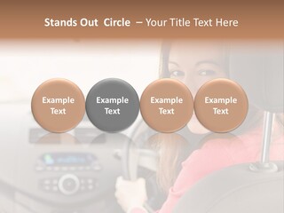 A Woman Driving A Car With A Cell Phone In Her Hand PowerPoint Template